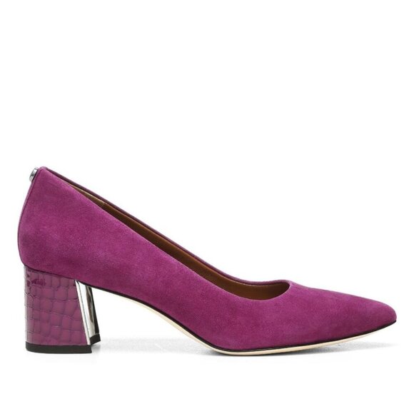 NEW Donald Pliner Suzette Suede w/ Croc Embossed Block Heel - Picture 1 of 4